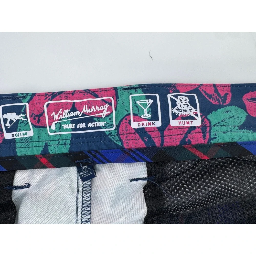 William Murray Hybrid Golf Shorts Mens 38 Navy Pink Green Floral Swim‎ Action